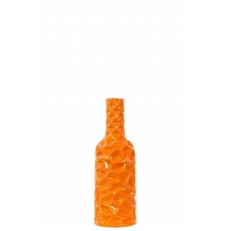 Urban Trends Collection Urban Trends Collection 24439 Ceramic Round Bottle Vase With Wrinkled Sides; Small - Orange 24439
